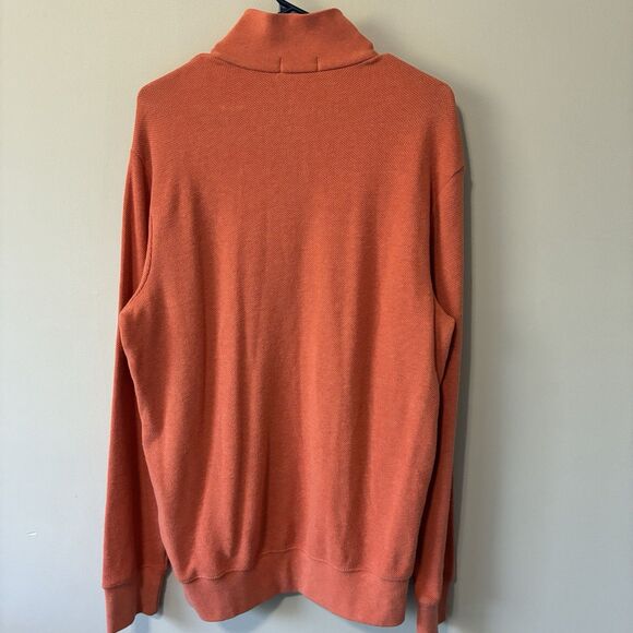 Polo Ralph Lauren Men’s Large Mesh Knit Orange 1/4 Zip Sweater Multicolor Pony - Picture 2 of 10